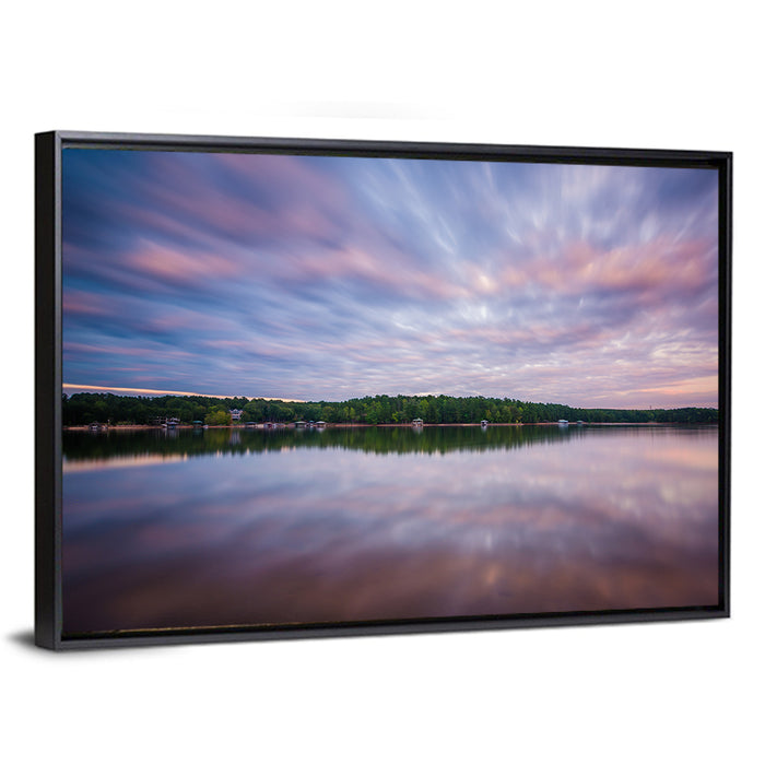 Lake Norman Morning Reflection Wall Art as a framed canvas