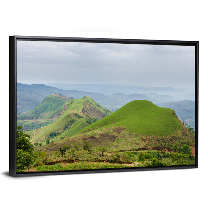 Rolling Summer Hills Wall Art as a framed canvas
