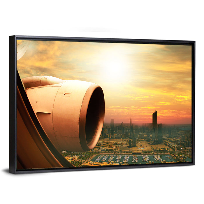 Kuwait City at Golden Hour Wall Art as a framed canvas