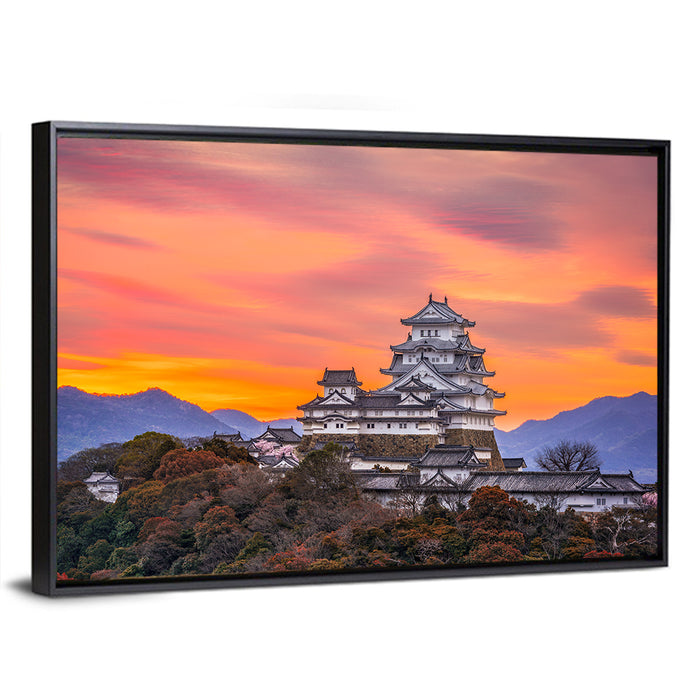 Himeji Castle at Sunrise Wall Art as a framed canvas