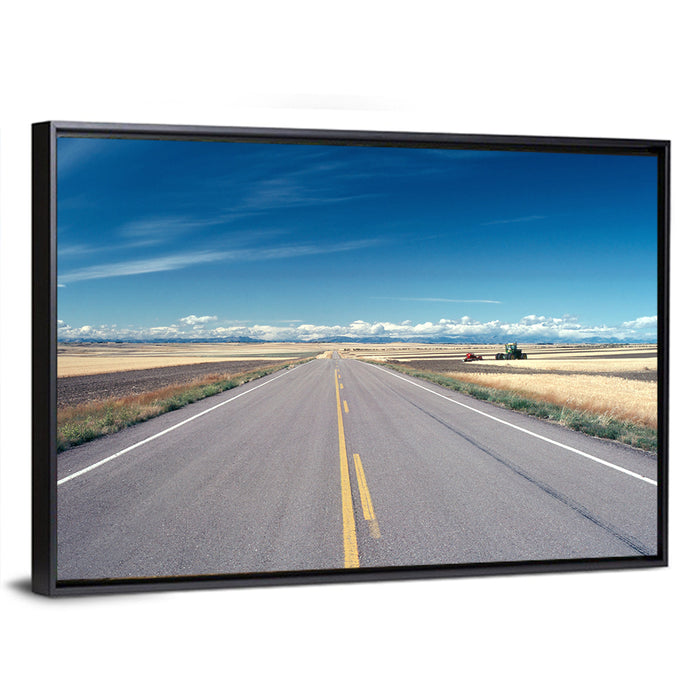 Infinite Road, Montana Wall Art as a framed canvas