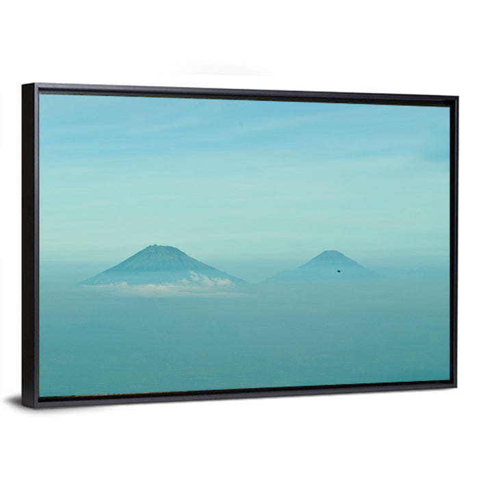Sumbing and Sindoro Volcanoes Wall Art as a framed canvas