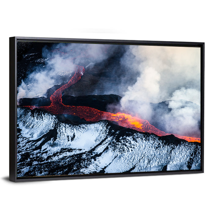 Snow-crusted Lava Flow Wall Art as a framed canvas