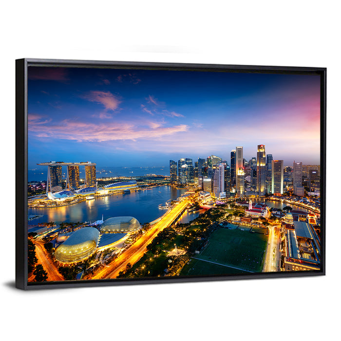 Marina Bay Twilight Singapore Wall Art as a framed canvas