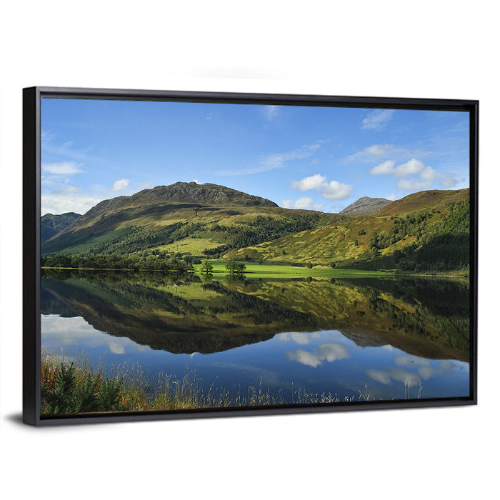 Irish Lake Reflection Wall Art as a framed canvas