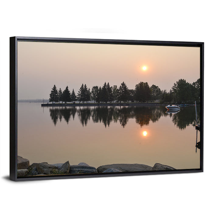 Sylvan Lake Sunset Reflection Wall Art as a framed canvas