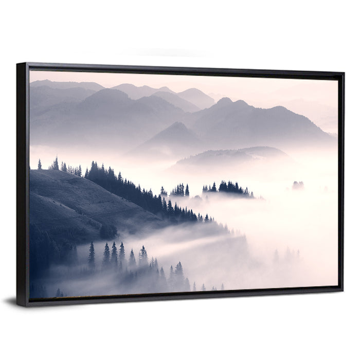 Carpathian Morning Mist Wall Art as a framed canvas