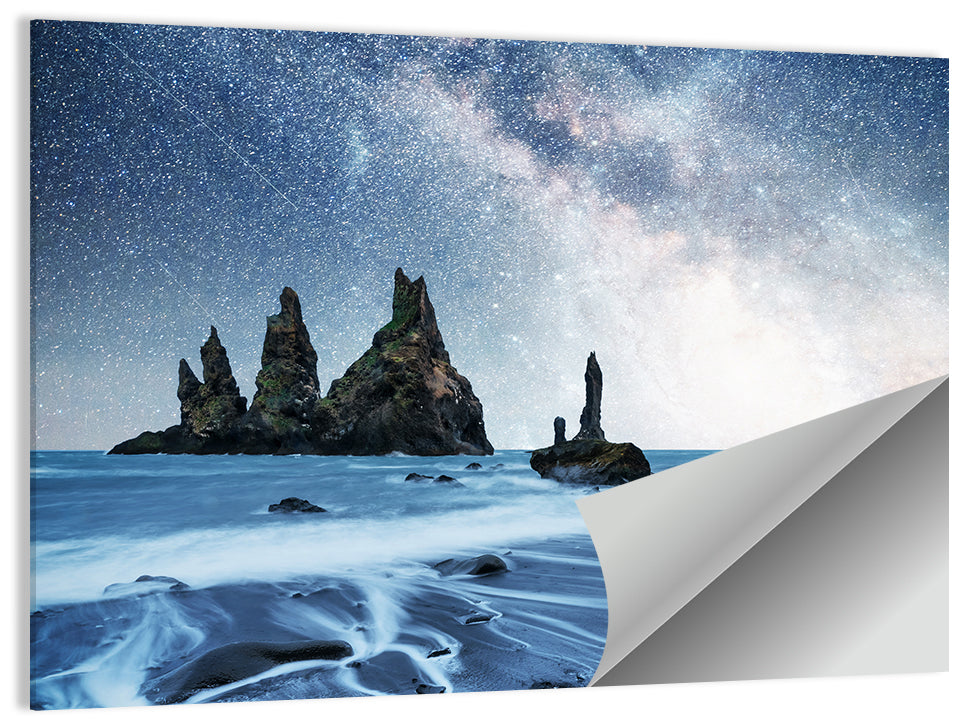 Reynisdrangar Sea Stacks Night Wall Art