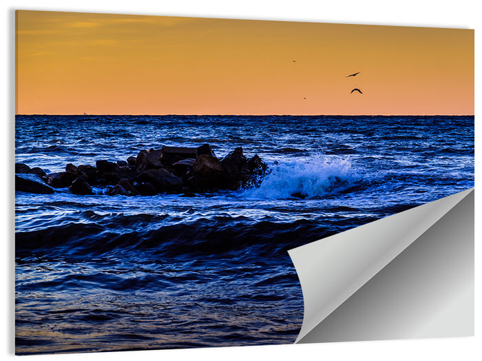 Marmara Sea Waves at Sunset Wall Art as a poster print