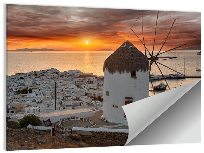 Kato Mili Sunset, Mykonos Wall Art as a poster print