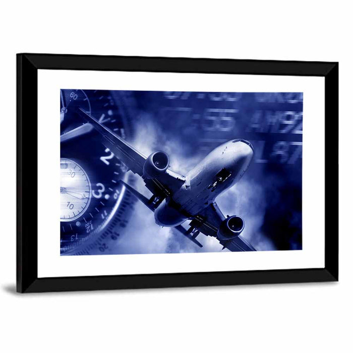 Jet Over Watch Face Wall Art as a framed print