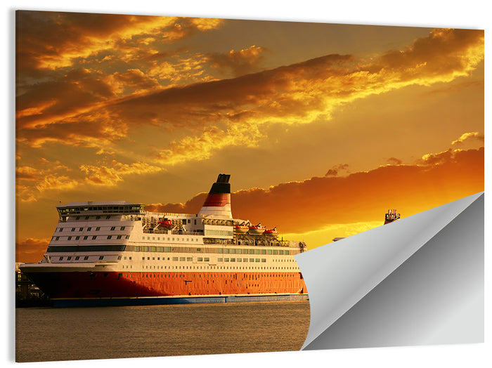 Red-hulled Cruise Ships at Dusk Wall Art as a poster print