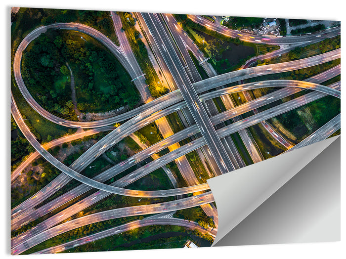 Expressway Junction at Dusk Wall Art as a poster print