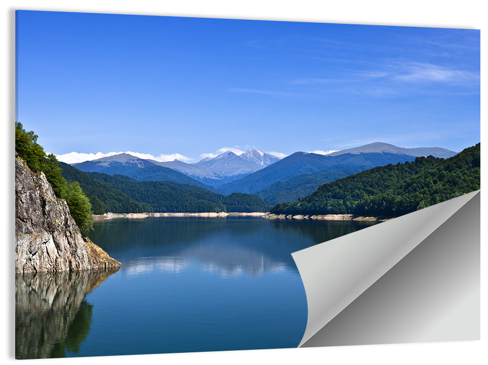 Cliffside Mountain Lake Reflection Wall Art