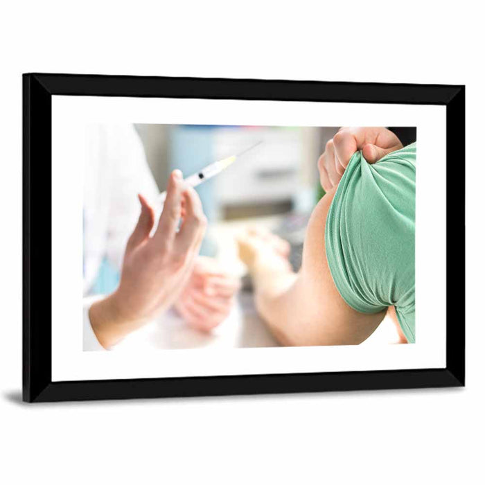 Influenza Vaccination Close-up Wall Art as a framed print