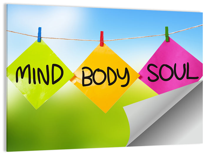 Mind Body Soul Paper Trio Wall Art as a poster print