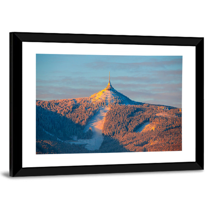 Ještěd Summit at Golden Hour Wall Art as a framed print
