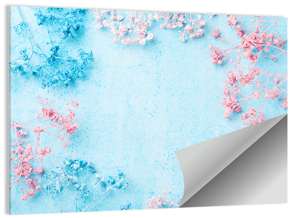 Dyed Babys Breath Arrangement Wall Art