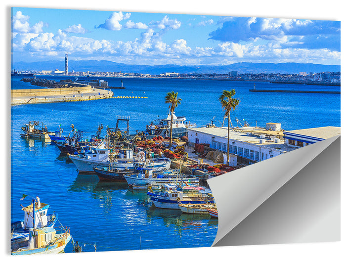 Sfax Fishing Harbor Wall Art as a poster print