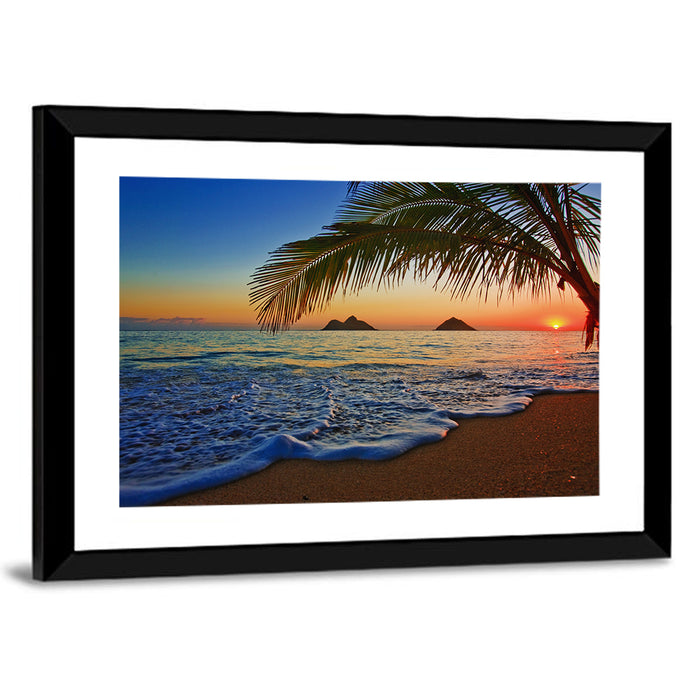 Lanikai Sunset Over Mokulua Islands Wall Art as a framed print