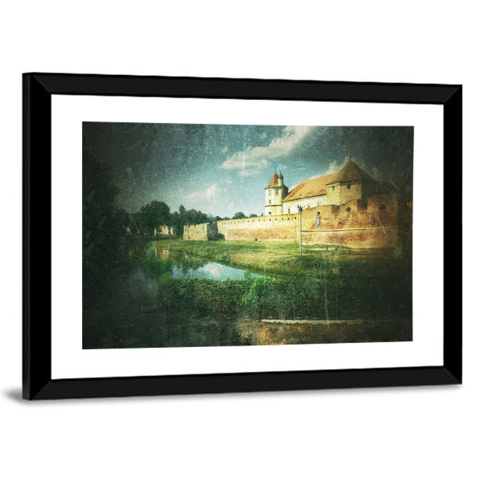 Făgăraș Fortress Moat Reflection Wall Art as a framed print