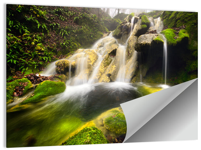 Cheile Nerei Mossy Waterfall Wall Art as a poster print