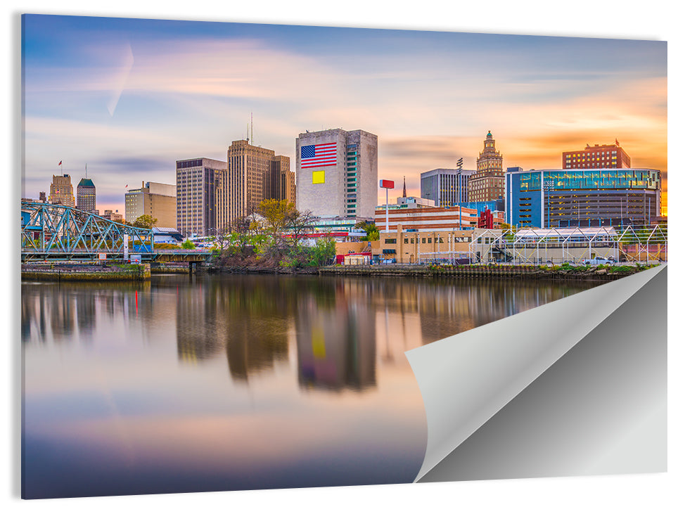 Providence Skyline at Golden Hour Wall Art