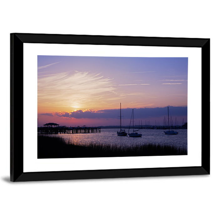 South Carolina Coastal Harbor Wall Art as a framed print