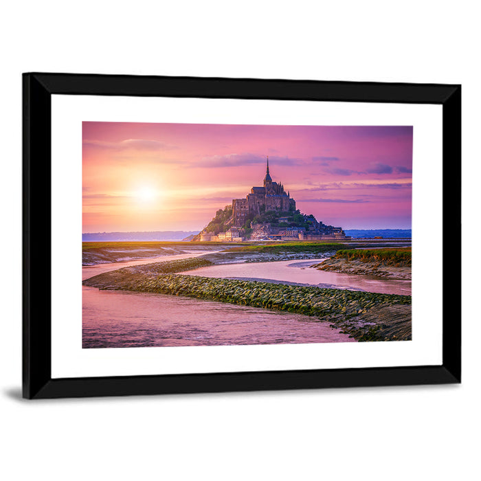 Mont Saint-michel Sunset Wall Art as a framed print
