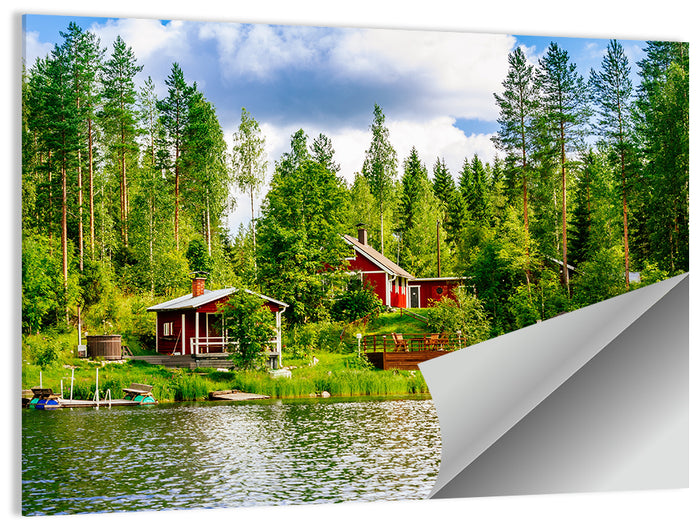 Finnish Lakeside Cottages Wall Art as a poster print