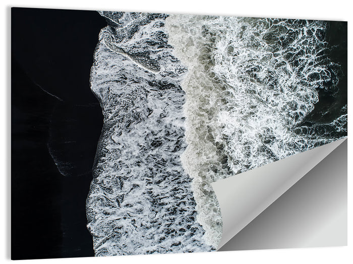 Aerial Black Sand Shoreline Wall Art as a poster print