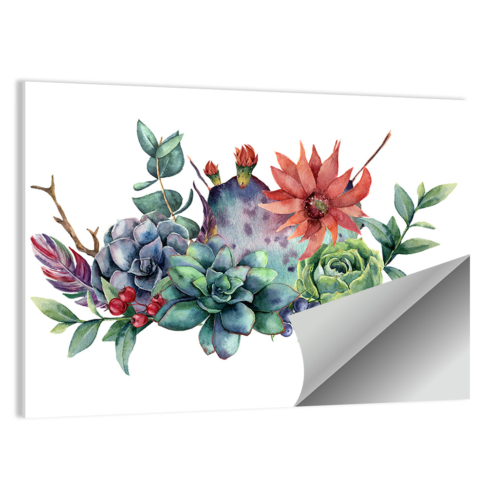 Succulent and Cactus Bouquet Wall Art, poster print, landscape