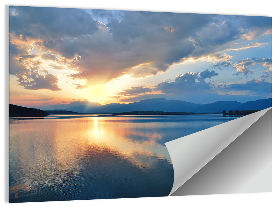 Golden Hour Lake Reflection Wall Art