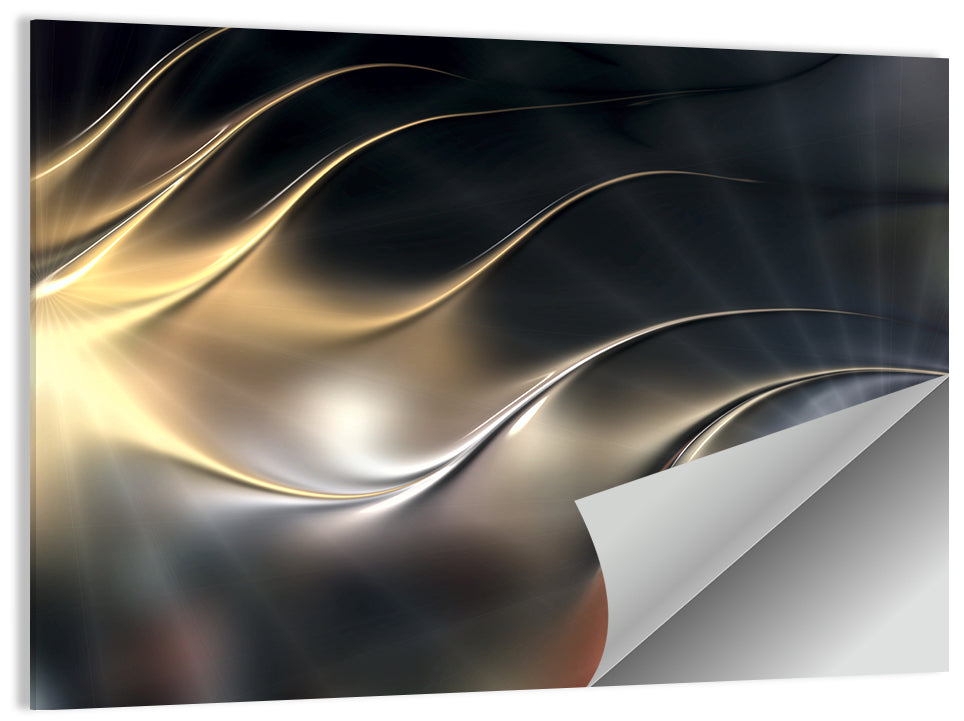Luminous Metallic Wave Wall Art