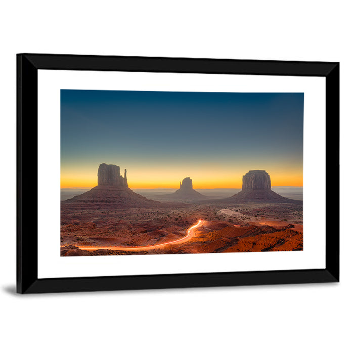 Monument Valley Golden Horizon Wall Art as a framed print