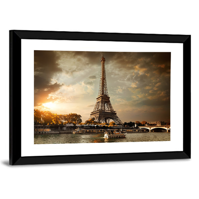 Eiffel Tower at Sunset Wall Art as a framed print