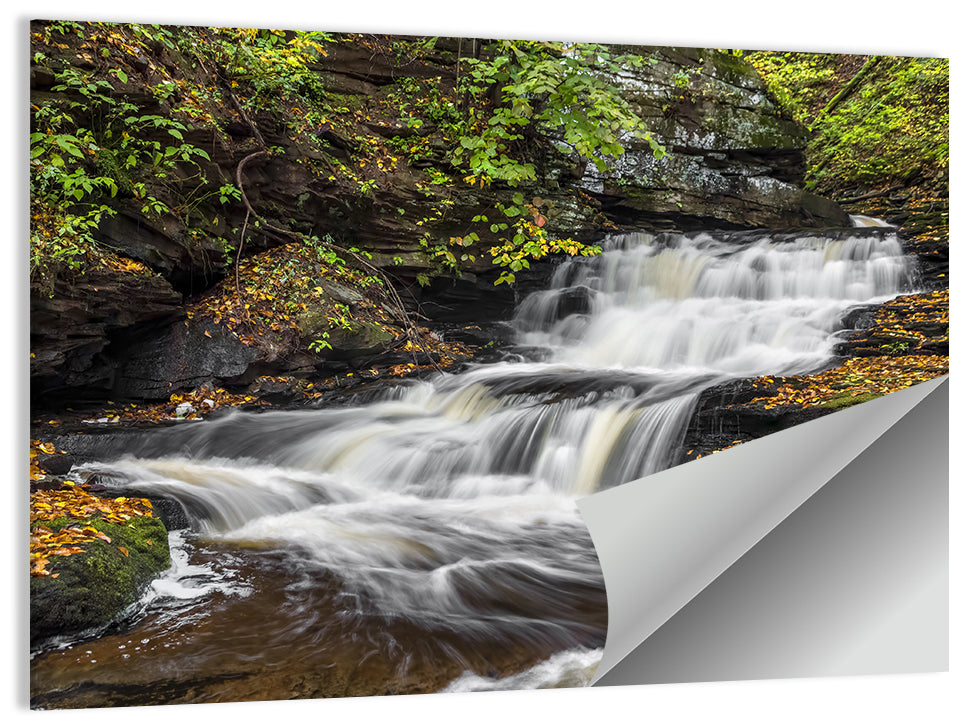 Cascading Autumn Waterfall Wall Art