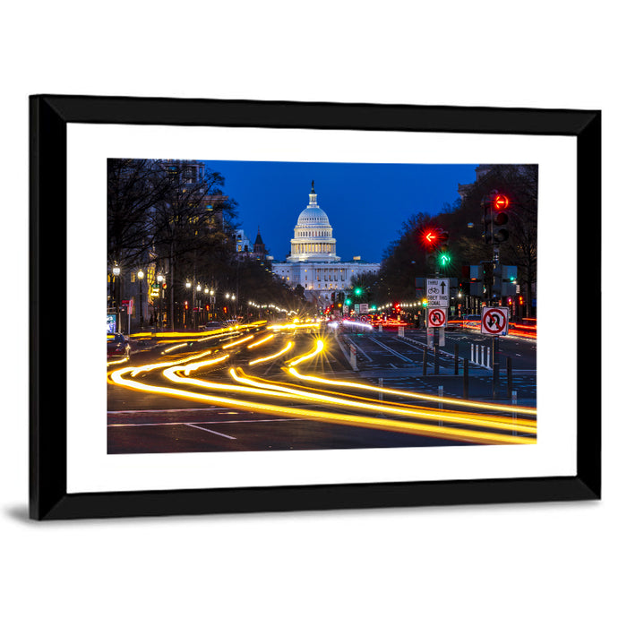 Pennsylvania Avenue at Dusk Wall Art as a framed print