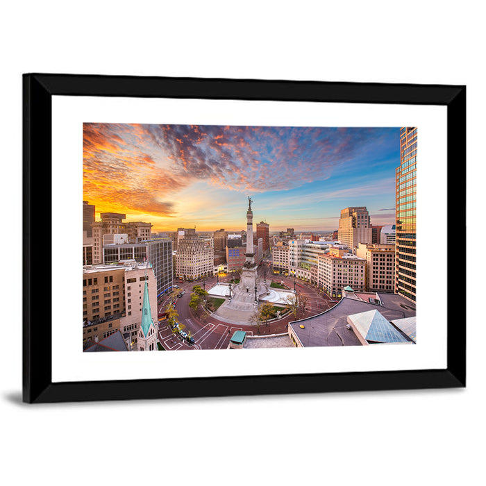 Indianapolis Monument Circle Wall Art as a framed print
