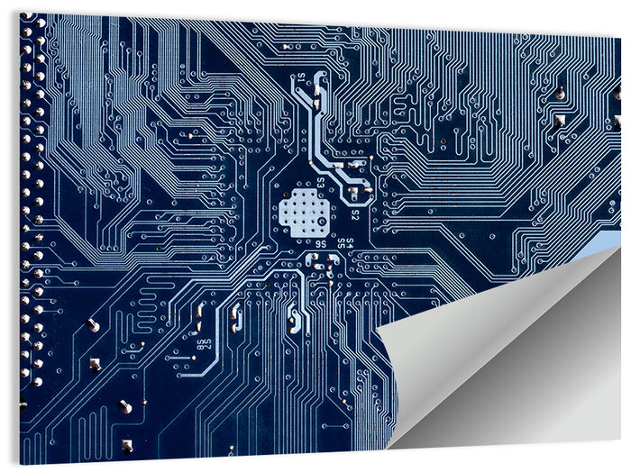 Blue Circuit Board Wall Art as a poster print
