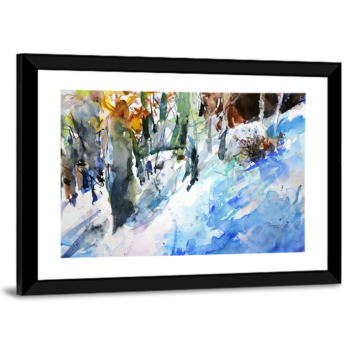 Winter Forest Watercolor Study Wall Art as a framed print