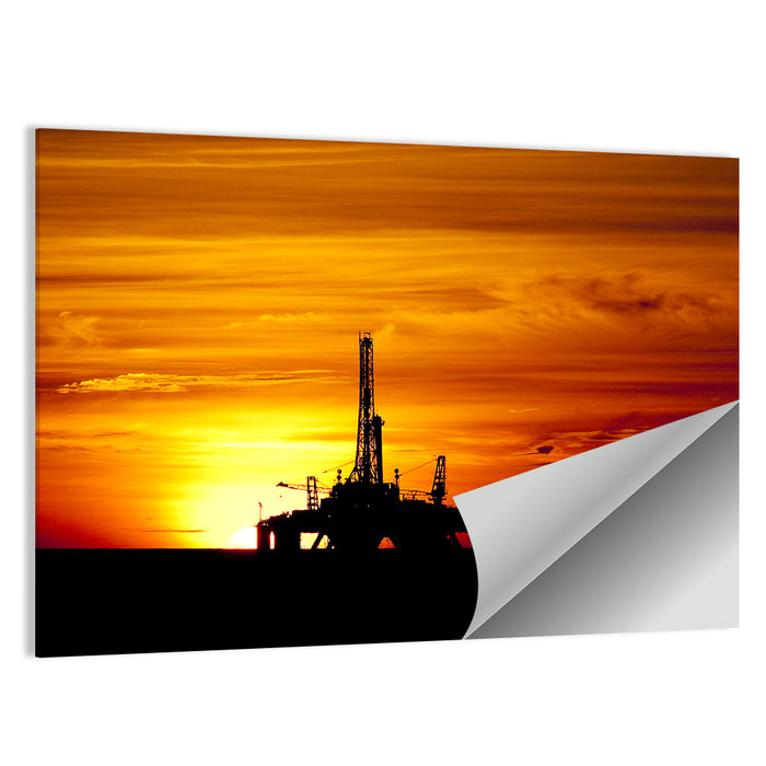 Offshore Oil Rig at Sunset Wall Art as a poster print