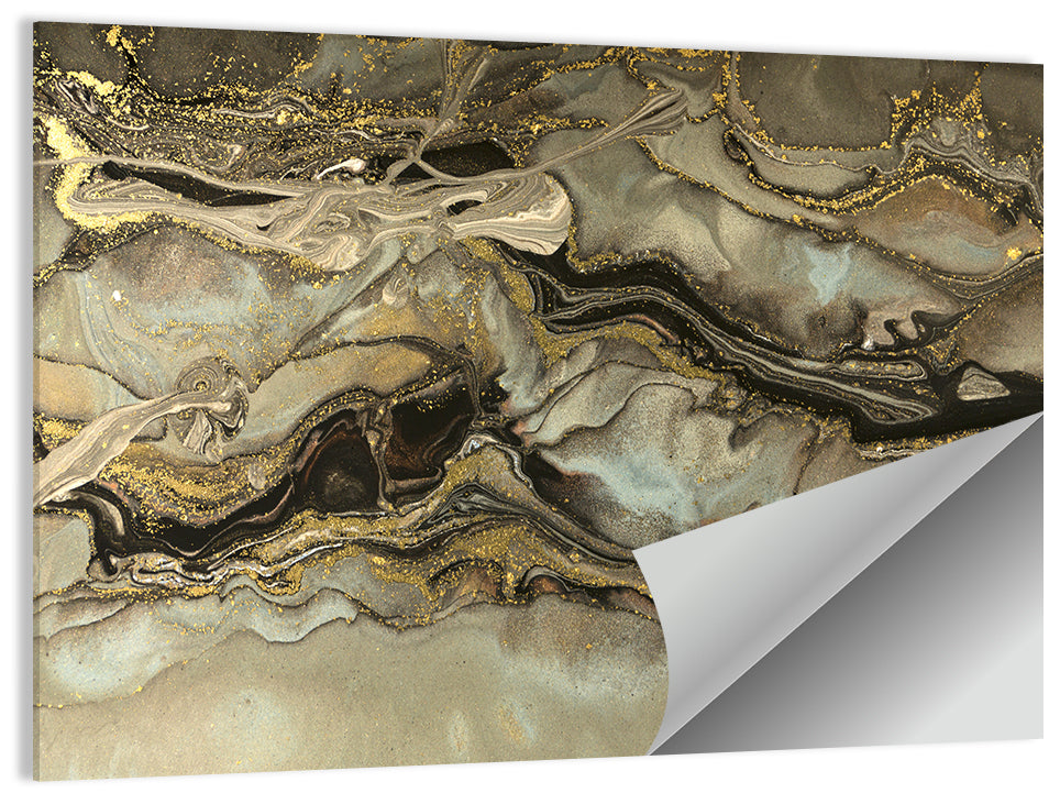 Golden Marbled Texture Wall Art