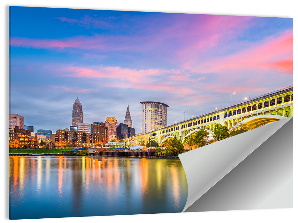 Cleveland Skyline at Dusk Wall Art