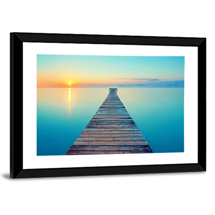 Wooden Footbridge at Sunset Wall Art as a framed print
