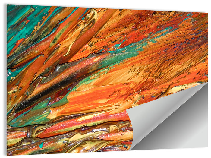 Flowing River Abstract in Orange and Teal Wall Art as a poster print