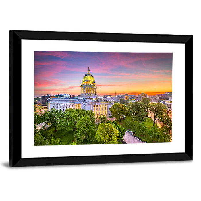 Madison State Capitol at Dusk Wall Art as a framed print