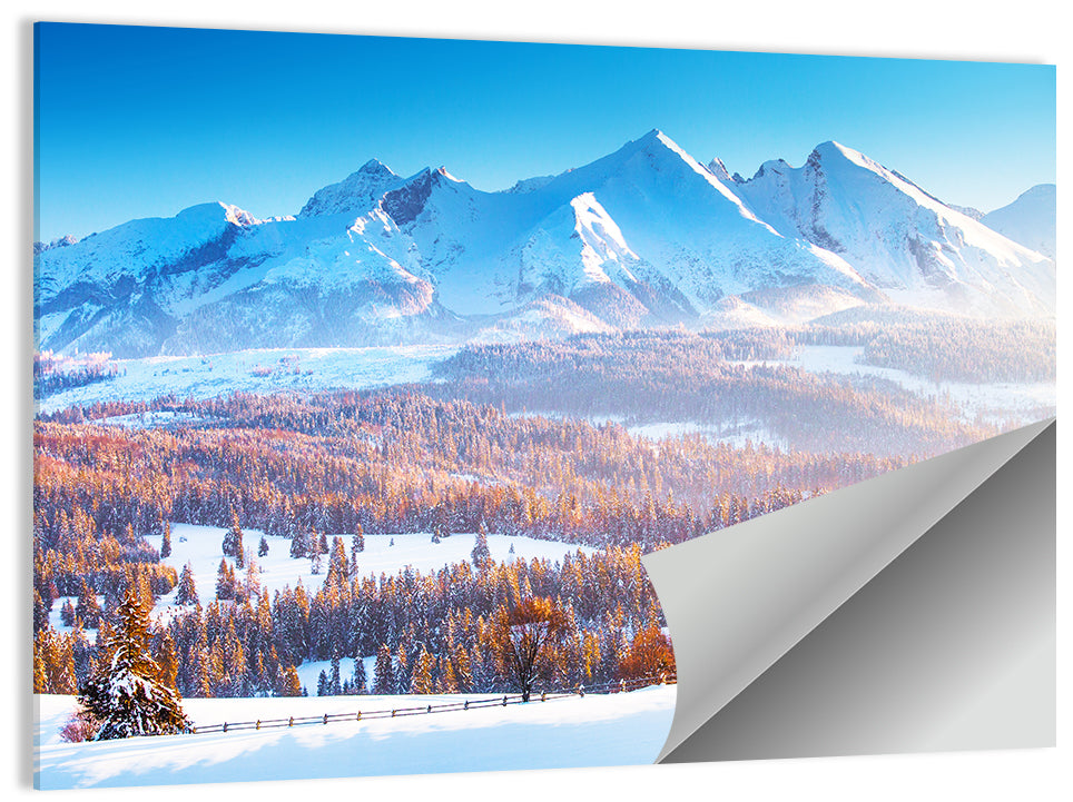 Snowy Mountain Peaks at Sunrise Wall Art