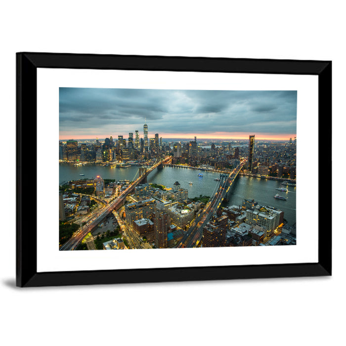 New York Twilight Cityscape Wall Art as a framed print