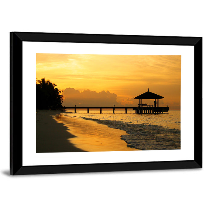 Resort Island Sunset Wall Art as a framed print